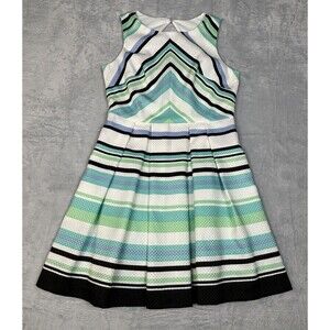 Danny & Nicole Women’s Size 14 Fit & Flare Open Back Striped Pleated Dress